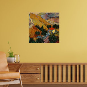 Van Gogh - Landscape with House and Ploughman, Poster