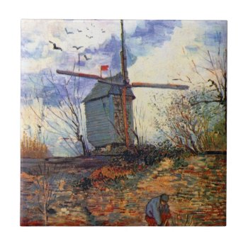 Van Gogh - Le Moulin De La Galette Windmill Ceramic Tile by ArtLoversCafe at Zazzle