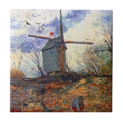 Van Gogh _ Le Moulin De La Galette Windmill Ceramic Tile