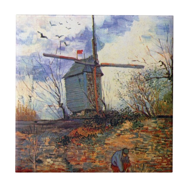 Van Gogh - Le Moulin De La Galette Windmill Ceramic Tile (Front)