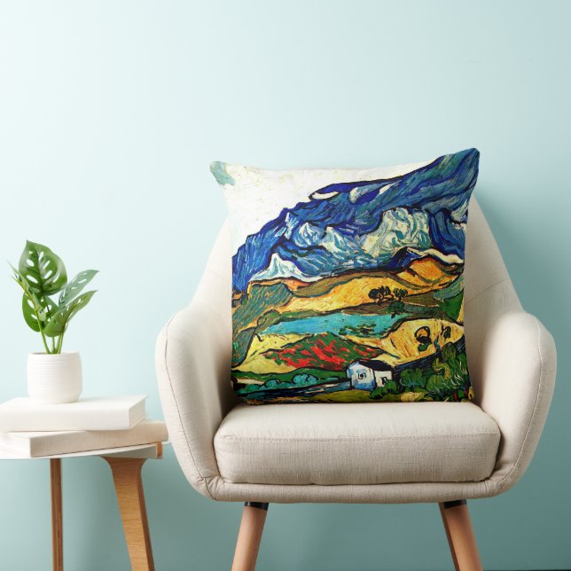 Van Gogh - Les Alpilles Mountain Landscape Throw Pillow (Chair)