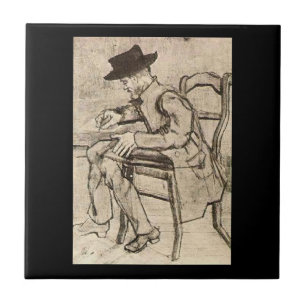 Van Gogh - Man Writing, Facing Left, Ceramic Tile
