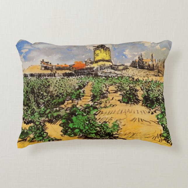 Van Gogh Mill of Alphonse Daudet at Fontevielle Accent Pillow (Front)