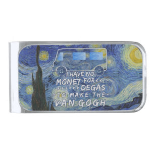 Van Gogh Monet Degas Funny Artist Pun Starry Night Silver Finish Money Clip