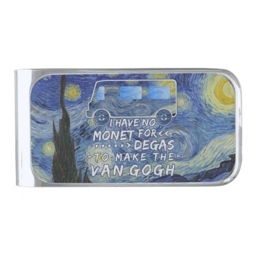 Van Gogh Monet Degas Funny Artist Pun Starry Night Silver Finish Money Clip