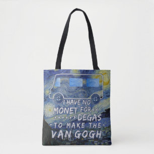 Van Gogh Monet Degas Funny Artist Pun Starry Night Tote Bag