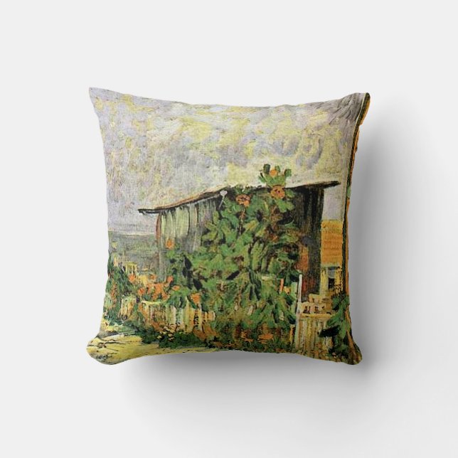 Van Gogh - Montmarte Path with Sunflowers, Throw Pillow (Front)