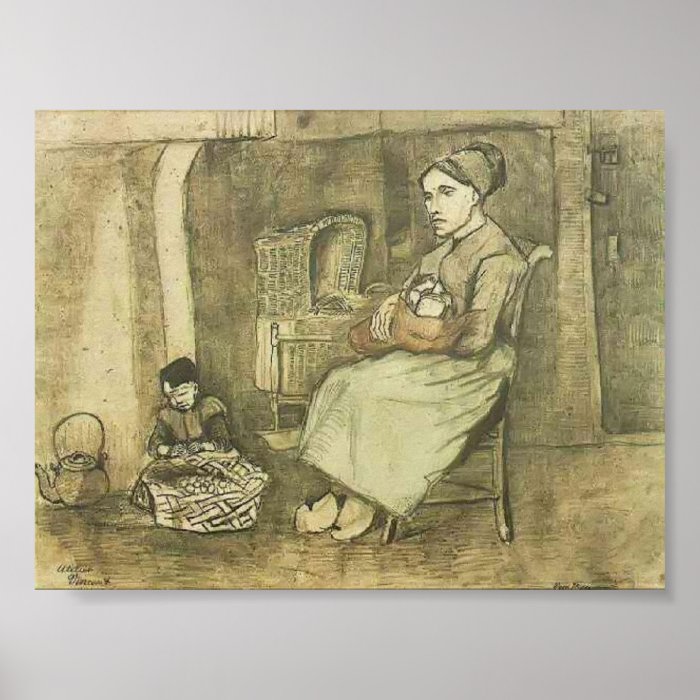 Van Gogh   Mother at the Cradle and Child nearby Posters