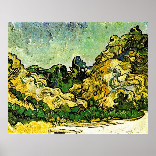 Van Gogh - Mountain Landscape at Saint-Remy Poster (Front)