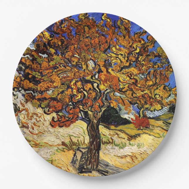 Van Gogh - Mulberry Tree, fine art Paper Plates (Front)