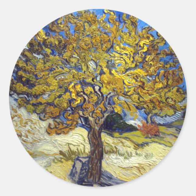 Van Gogh Mulberry Tree Masterpiece Art Classic Round Sticker (Front)