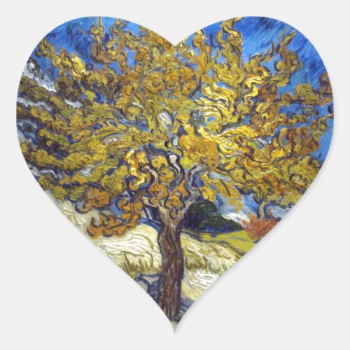 Van Gogh Mulberry Tree Masterpiece Art Heart Sticker