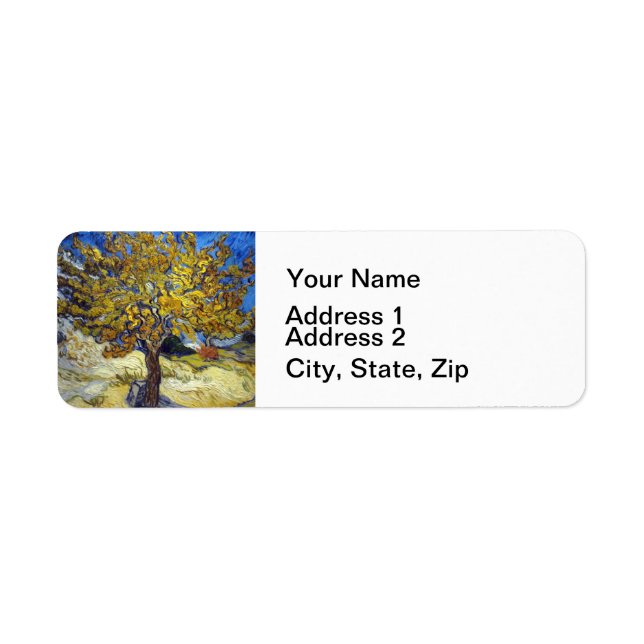 Van Gogh Mulberry Tree Masterpiece Art Label (Front)