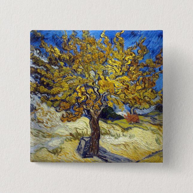 Van Gogh Mulberry Tree Masterpiece Art Pinback Button (Front)