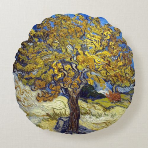 Van Gogh Mulberry Tree Masterpiece Art Round Pillow