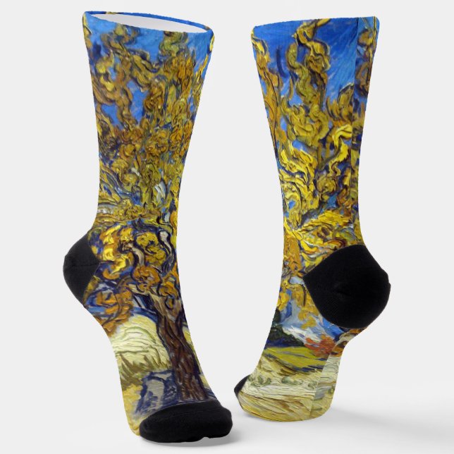 Van Gogh Mulberry Tree Masterpiece Art Socks (Angled)
