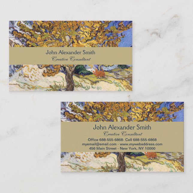 Van Gogh Mulberry Tree Yellow Swirl Art Business Card (Front/Back)