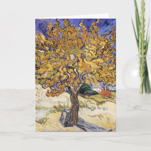 Van Gogh Mulberry Tree Yellow Swirl Art Card (Front)