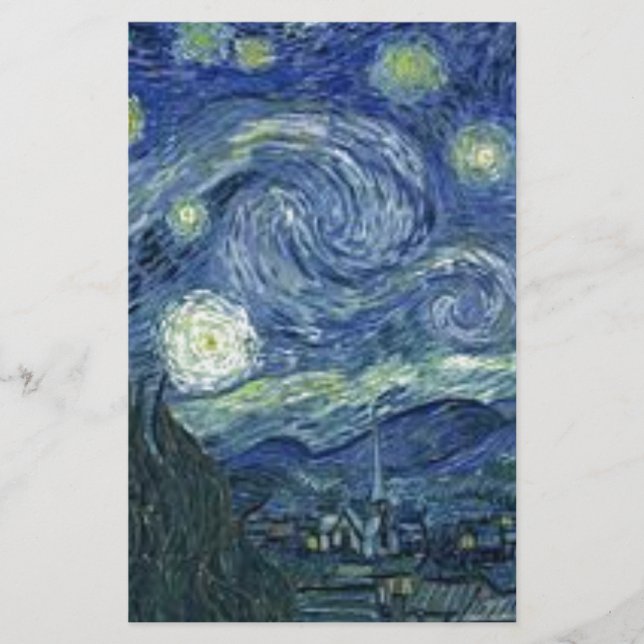 Van Gogh Night Star (The Starry Night) Stationery (Front)