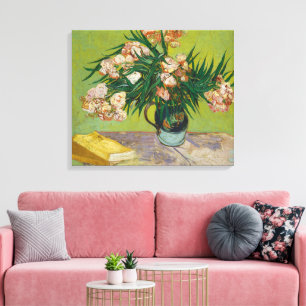 Van Gogh Oleanders Pink Floral Still Life Art Canvas Print