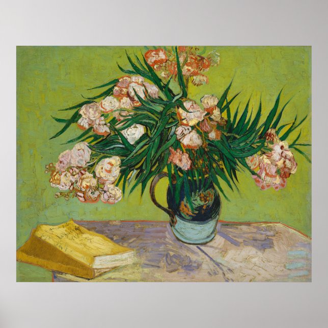 Van Gogh Oleanders Pink Floral Still Life Art Poster (Front)