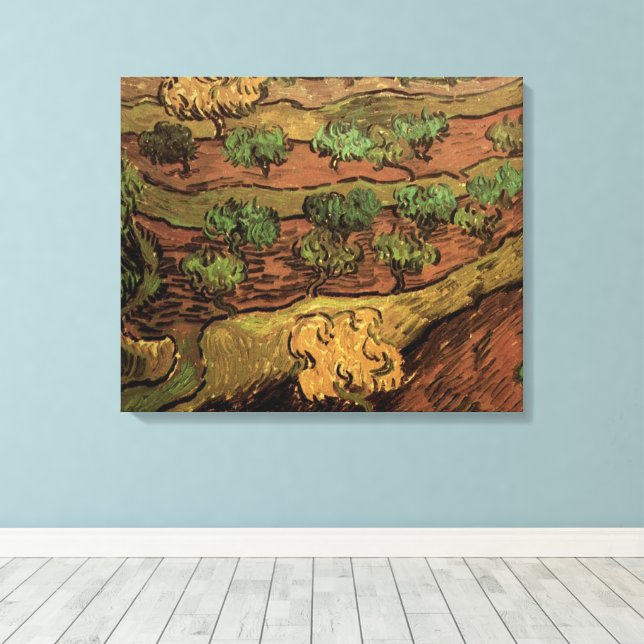 Van Gogh Olive Trees Against a Slope of a Hill Canvas Print (Insitu(Wood Floor))