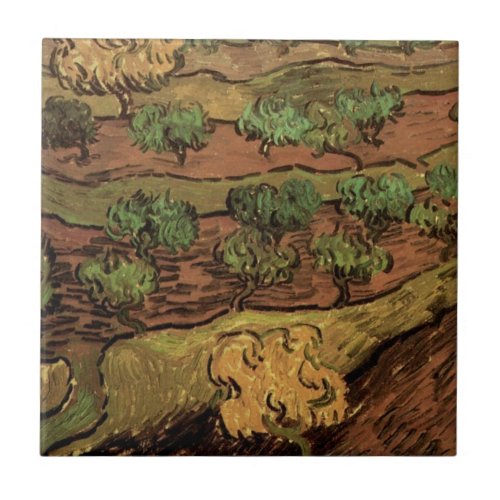 Van Gogh Olive Trees Against a Slope of a Hill Ceramic Tile