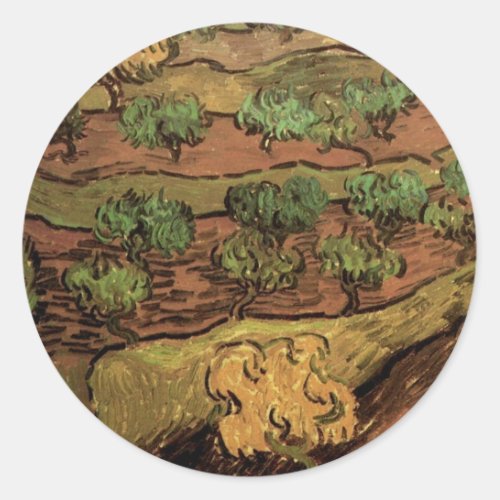 Van Gogh Olive Trees Against a Slope of a Hill Classic Round Sticker