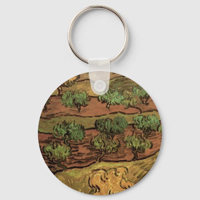 Van Gogh Olive Trees Against a Slope of a Hill Keychain (Front)