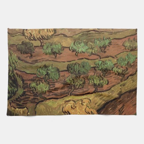 Van Gogh Olive Trees Against a Slope of a Hill Kitchen Towel