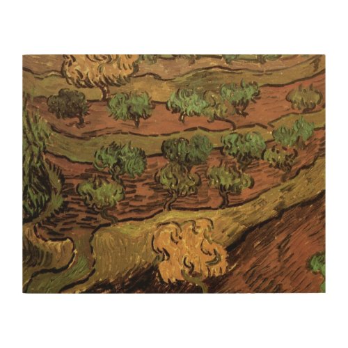 Van Gogh Olive Trees Against a Slope of a Hill Wood Wall Art