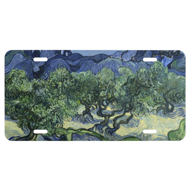 Van Gogh Olive Trees - Blue Mountain Art License Plate (Front)