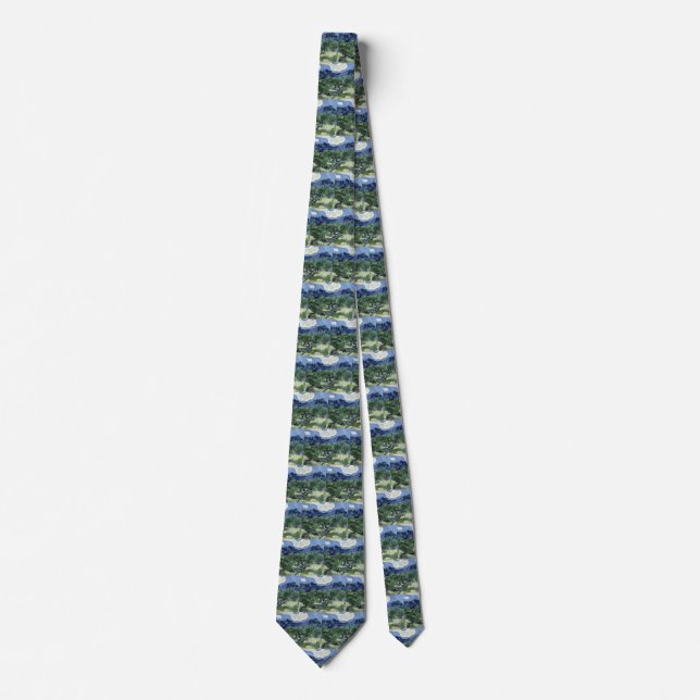 Van Gogh Olive Trees - Blue Mountain Art Neck Tie (Front)