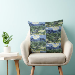 Van Gogh Olive Trees - Blue Mountain Art Throw Pillow