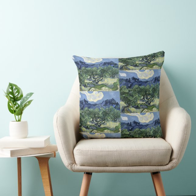 Van Gogh Olive Trees - Blue Mountain Art Throw Pillow (Chair)