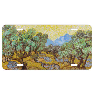 Van Gogh Olive Trees - Golden Sun & Sky Art License Plate