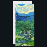 Van Gogh Olive Trees in a Mountain Card<br><div class="desc">Card featuring Vincent van Gogh’s oil painting Olive Trees in a Mountainous Landscape (1889). Green olive trees decorate a mountainside underneath a starry night sky. A marvelous gift for lovers of Post-Impressionism and Dutch art collectors!</div>