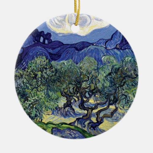 Van Gogh _ Olive Trees In A Mountainous Landscape Ceramic Ornament