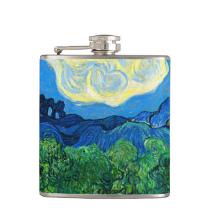 Van Gogh Olive Trees in a Mountainous Landscape Flask