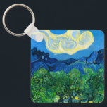Van Gogh Olive Trees in a Mountainous Landscape Keychain<br><div class="desc">Keychain featuring Vincent van Gogh’s oil painting Olive Trees in a Mountainous Landscape (1889). Green olive trees decorate a mountainside underneath a starry night sky. A marvelous gift for lovers of Post-Impressionism and Dutch art collectors!</div>
