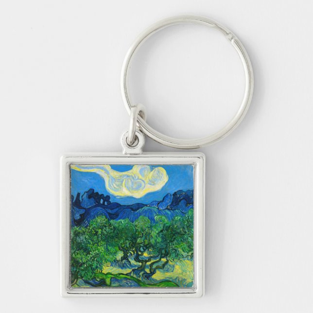 Van Gogh Olive Trees in a Mountainous Landscape Keychain (Front)