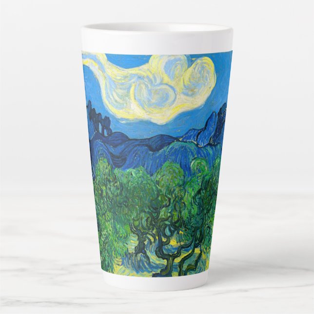 Van Gogh Olive Trees in a Mountainous Landscape Latte Mug (Front)