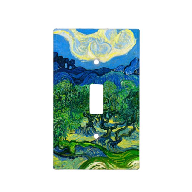 Van Gogh Olive Trees in a Mountainous Landscape Light Switch Cover (Front)