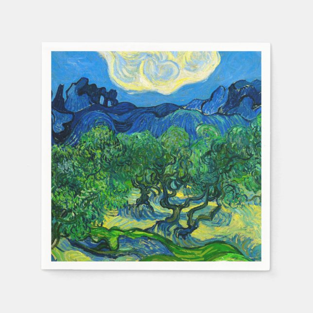 Van Gogh Olive Trees in a Mountainous Landscape Napkins (Front)