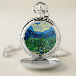 Van Gogh Olive Trees in a Mountainous Landscape Pocket Watch