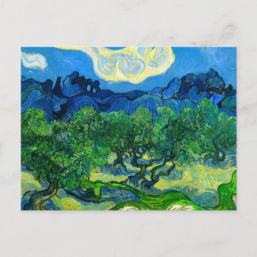 Van Gogh Olive Trees in a Mountainous Landscape Postcard
