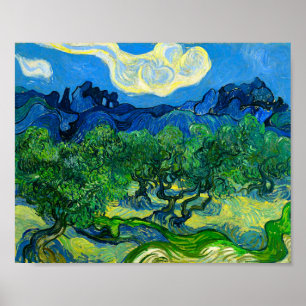 Van Gogh Olive Trees in a Mountainous Landscape Poster
