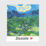Van Gogh Olive Trees in a Mountainous Landscape Sticker<br><div class="desc">Sticker featuring Vincent van Gogh’s oil painting Olive Trees in a Mountainous Landscape (1889). Green olive trees decorate a mountainside underneath a starry night sky. A marvelous gift for lovers of Post-Impressionism and Dutch art collectors!</div>