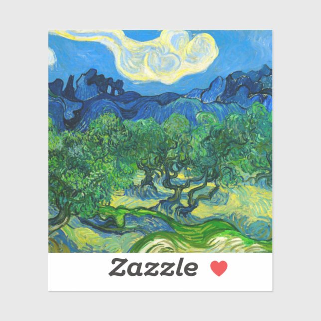 Van Gogh Olive Trees in a Mountainous Landscape Sticker (Sheet)