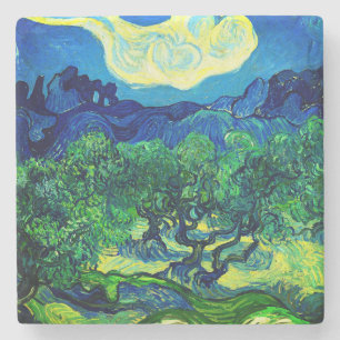 Van Gogh Olive Trees in a Mountainous Landscape Stone Coaster